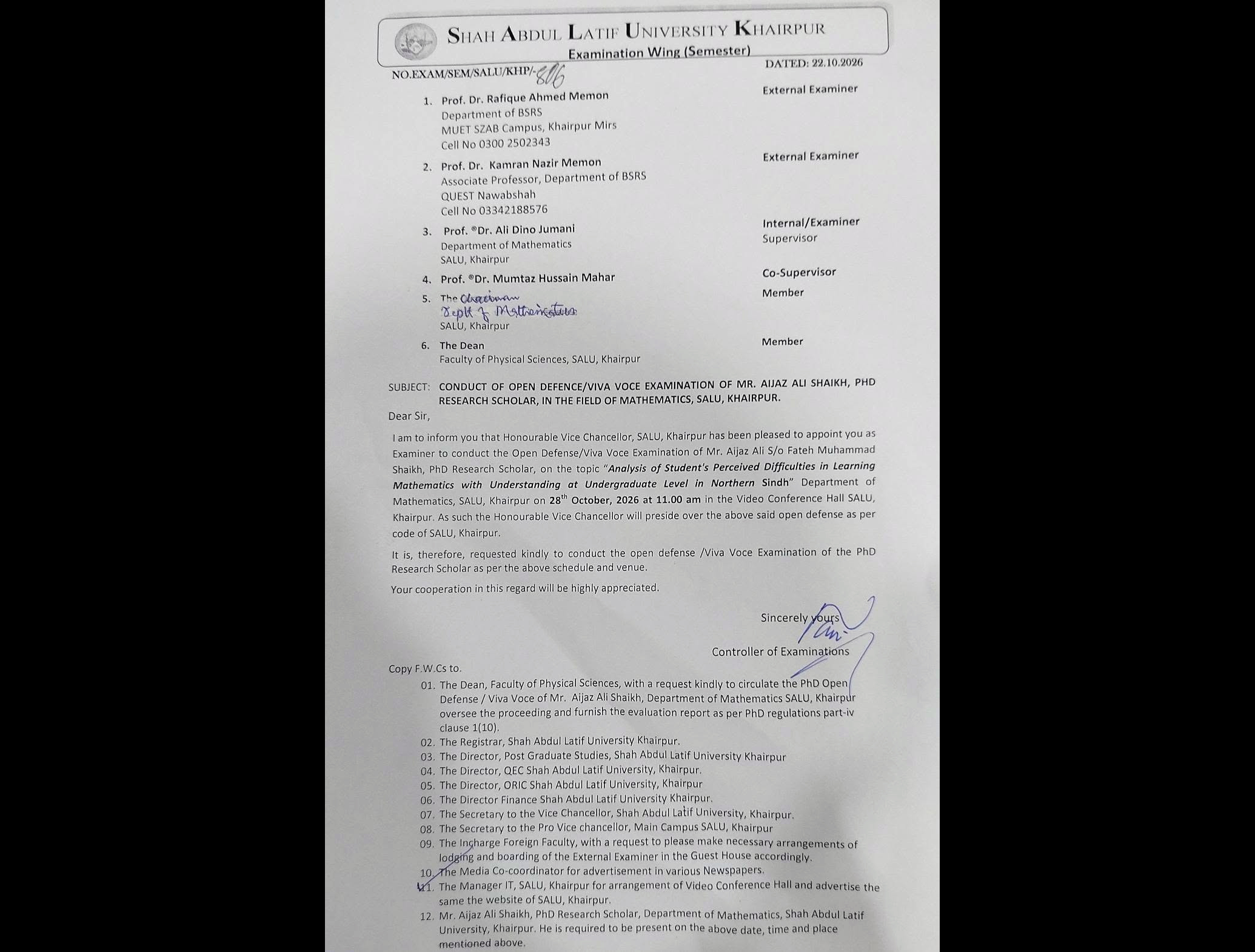 Maths Viva Notification